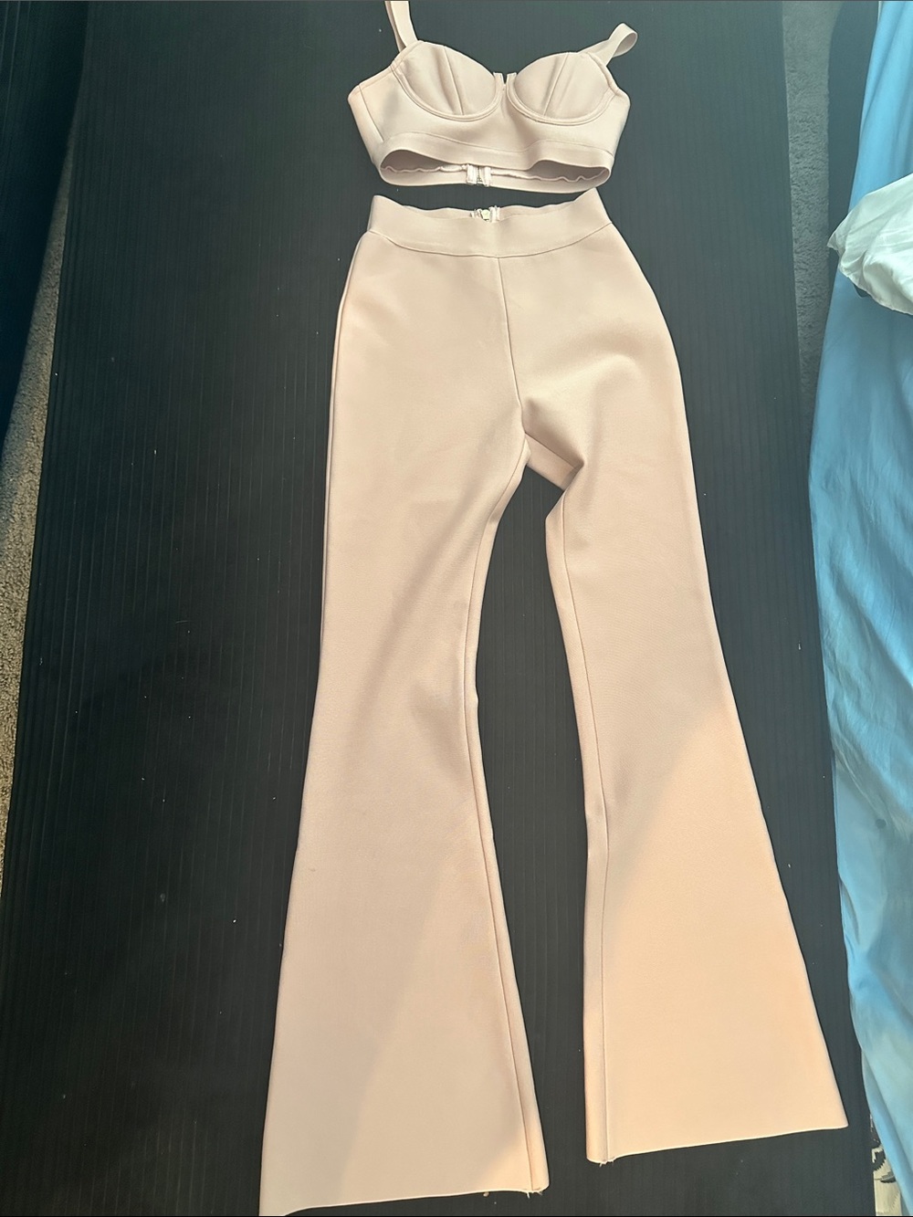 High-Waist Flare Pants in Blush Pink so cute